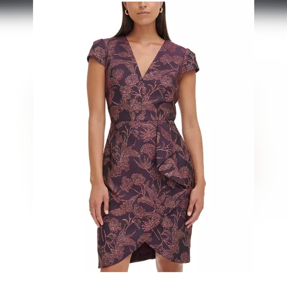 Vince Camuto Women's Jacquard Ruffled Bodycon Dress